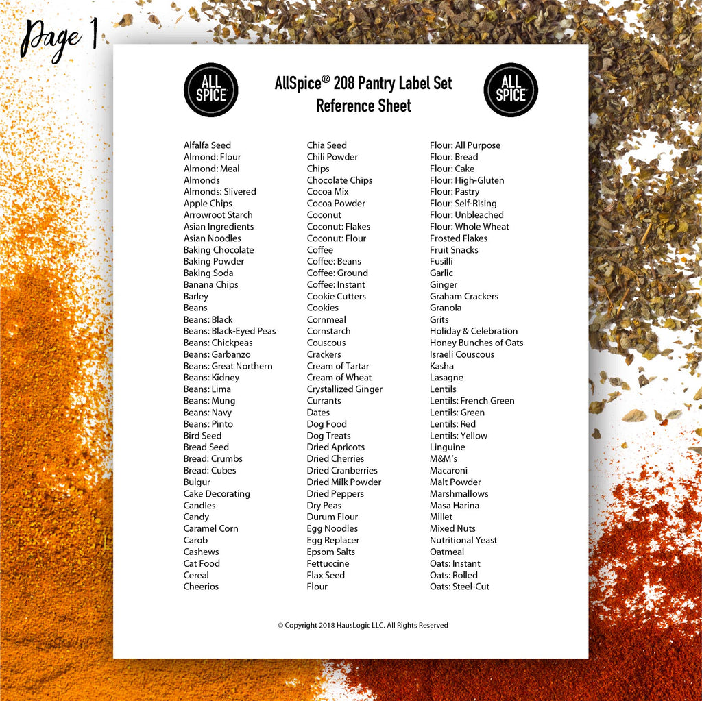 Set of Adhesive Bulk Pantry Labels 