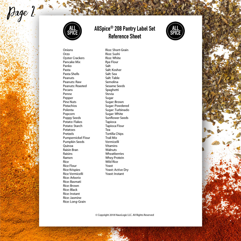 Set of Adhesive Bulk Pantry Labels